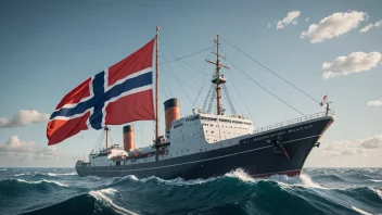 Et bilde som representerer den norske sjødyktighetsloven, med et skip på havet og symboler for lov og sikkerhet.