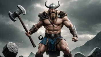 En vikingkriger med en hammer, som symboliserer styrke og mot