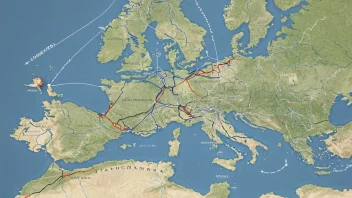 Et kart over Skandinavia med forbindelseslinjer mellom landene.