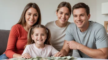 En lykkelig familie med adopterte barn, som symboliserer den økonomiske støtten som adopsjonspenger gir.