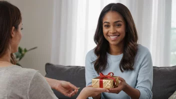 En person med et smil på ansiktet, som aksepterer en gave eller en invitasjon