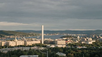 Et foto av Kulturrådets bygning i Norge, med en bysilhuett i bakgrunnen.