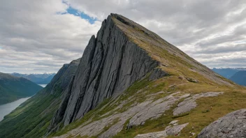 En liten, bratt klippe i norske fjell.