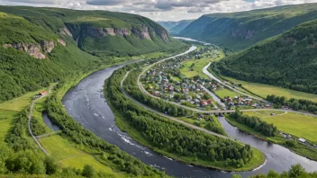 En naturskjønn bygd i Norge omgitt av natur