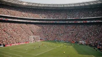 Et fullpakket fotballstadion med entusiastiske tilskuere.