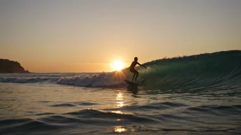 En person som surfer på en bølge, med surfebrettet synlig under dem.