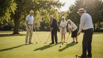 Folk som spiller krokiet i en park