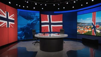 Et TV-studio med norsk flagg