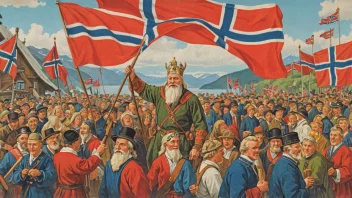 En fargerik illustrasjon av en norsk olsokfestfeiring.