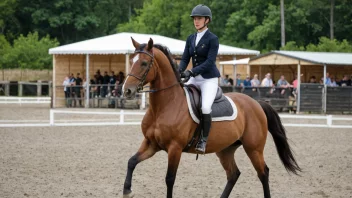 En bøylehest i en ridearena, med en rytter på ryggen.