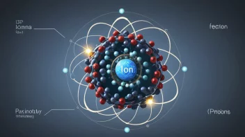 Et positivt ladet ion, også kjent som et kation, med en detaljert visning av dets atomstruktur.