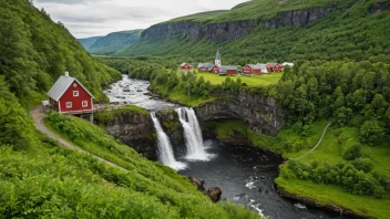 Et pittoreskt tettsted i Norge med trehus og en fredelig atmosfære.