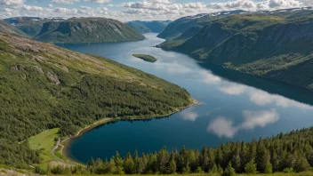 Et pittoreskt norsk øysvoll-landskap med en fredelig atmosfære.