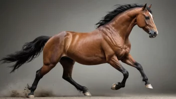 En majestetisk hest med en skinnende pels og en flytende man, som viser sin styrke og smidighet.