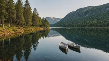 Et fredelig innlandsvann i det norske landskapet