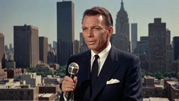 Et portrett av Frank Sinatra, en legendarisk amerikansk sanger og skuespiller.