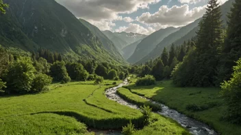 Et fredelig og idyllisk landskap av en Grotlis, som viser dens karakteristiske frodige vegetasjon og naturskjønnhet.