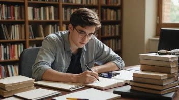 En student som studerer journalistikk ved et universitet eller en høyskole.