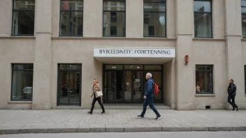 En bygning med en skilt som sier 'Bykredittforening' på norsk.