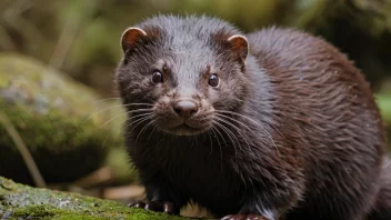 En villmink i sitt naturlige habitat, med sin luksuriøse pels på display.