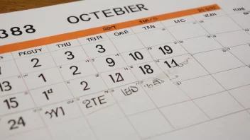 En kalender-side med oktober fremhevet