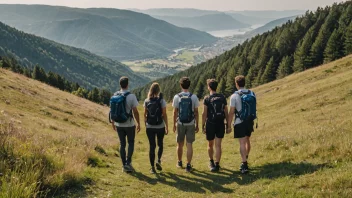 En gruppe venner på en lørdagstur i naturen.