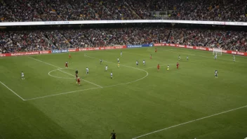 En fotballkamp med to lag som konkurrerer på et stadionfelt.