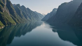 Et majestetisk fjordlandskap med en fredelig atmosfære.