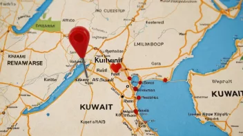 Et kart over Kuwait som viser landets geografiske plassering.