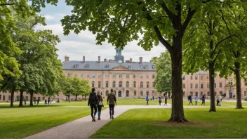 Et malerisk bilde av Lunds universitets campus, som viser dens vakre arkitektur og rolige omgivelser.