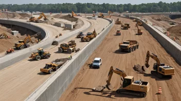 Et bilde av et vegbyggeprosjekt, som viser prosessen med å utvikle og utvide veiinfrastruktur.