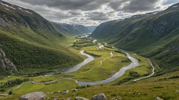 En malerisk dal i Norge med en fredelig atmosfære.