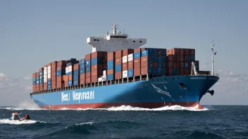 Et containerskip som seiler over havet, med en last av varer og et norsk flagg som vifter i vinden.