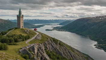 Et bilde av en ås eller fjell med et tårn på toppen, som representerer Tårnåsen i Norge.