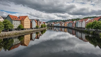 Et fredelig bilde av Nidar-elven i Trondheim, som viser byens rike historie og naturskjønnhet.