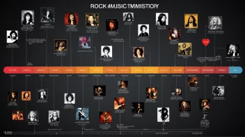 Et bilde som viser utviklingen av rockemusikken gjennom årene, med viktige figurer og hendelser.