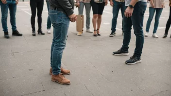 En person som står alene utenfor en gruppe mennesker