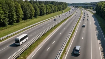 Et bilde av en tysk autobahn med biler som kjører i høy hastighet.