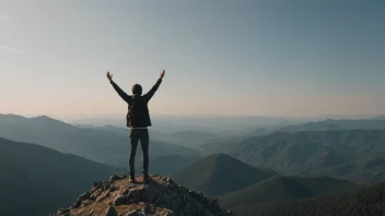 En person som står alene på en fjelltopp, symboliserer frihet og uavhengighet.