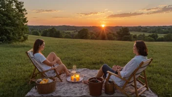 En varm og koselig sommerkveld med en vakker solnedgang.