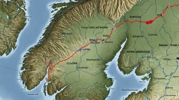 Et kart over Norge med flere ruter markert