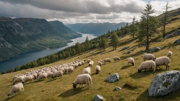 Sauer som beiter på et fjellbeite i Norge.