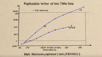 En graf som viser endringen i populasjon over tid, med en matematisk ligning i bakgrunnen.