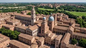 En panoramautsikt over Ferrara, Italia, som viser byens rike historie og kulturelle arv.