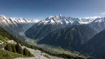 Et pittoreskt bilde av Chamonix-dalen med Mont Blanc i bakgrunnen.