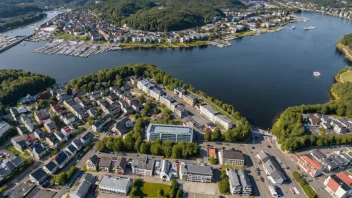 Flyfoto av Sandvika, en bydel i Bærum kommune, Viken fylke