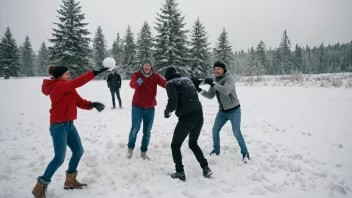 En morsom og leken snøballkrig-scene.