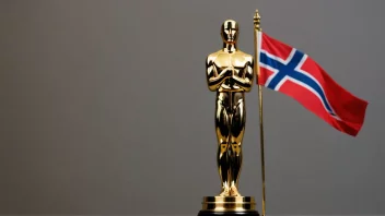 Et bilde av en gyllen statuett med et norsk flagg i bakgrunnen, som representerer æresoscaren.