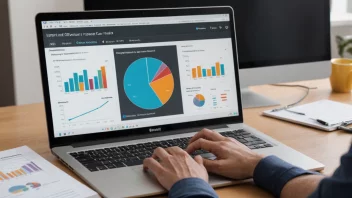 En person som analyserer data på en dataskjerm med en graf som viser forbedring i effektivitet