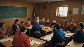 En klasse med elever som lærer om samisk kultur og språk.